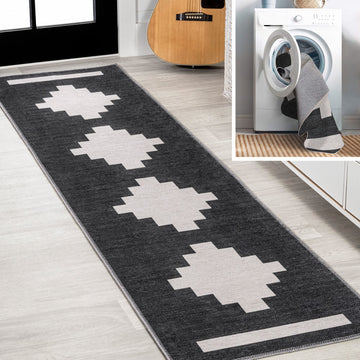 Adriel Geometric Tribal Medallion Machine-washable Area Rug